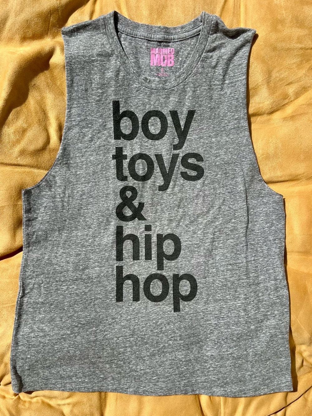 Married to the Mob Gray Muscle Tee with Black Graphic